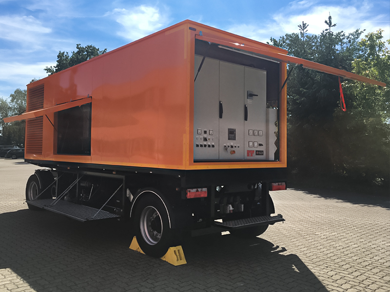 500 kVA 2-Achs Anhänger für die Notstromversorung eine Kläranlage